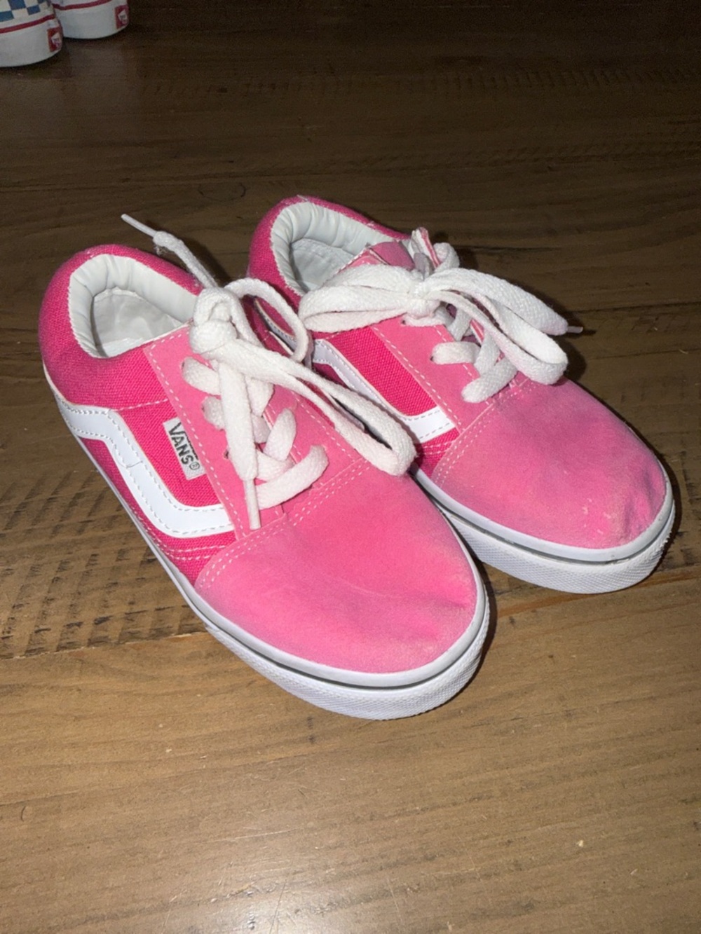 Vans Kids Hot Pink Low-Top Sneakers with White Stripe